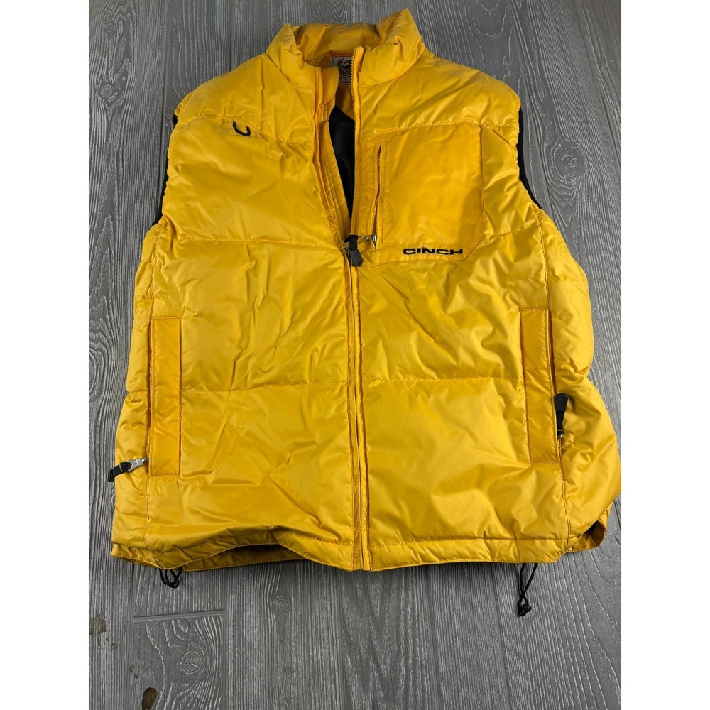Cinch Yellow Puffer Vest Mens Size XL Zip Up Down Insulated Nylon Gilet